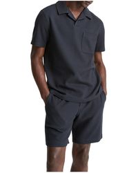 Vince - Seersucker Knit Short Sleeve Johnny Collar - Lyst
