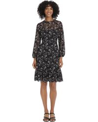 Maggy London - Long Sleeve Floral Lace Fit And Flare Dress Occasion - Lyst