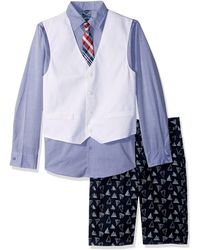 Nautica Boys 4-Piece Set with Dress Shirt and Shorts Vest Tie