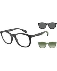 Emporio Armani - Ea4211 Prescription Eyewear Frames With Two Interchangeable Sun Clip-ons Round - Lyst