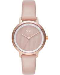 DKNY - The Modernist Three-hand Rose Gold And Pink Leather Band Dress Watch - Lyst