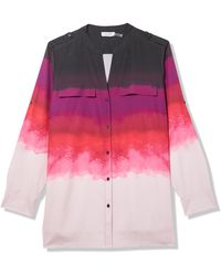 Calvin Klein - Blouse Long Sleeve,aubergine/multi,1x - Lyst