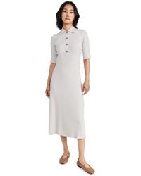 Vince - Rib Elbow Sleeve Polo Midi Dress - Lyst
