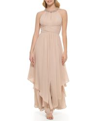 Eliza J - Plus Size Sleeveless Halter Neck Chiffon Gown Dress - Lyst