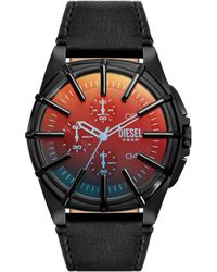 DIESEL - Framed Quartz Stainless Steel And Leather Chronograph Watch - Lyst