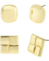 Steve Madden - Vintage Square Button Duo Earring Set - Lyst