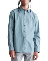 Calvin Klein - Solid Pocket Long Sleeve Button-down Easy Shirt - Lyst
