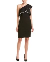 Adrianna Papell - Knit Crepe One Shoulder Flounce Dress - Lyst