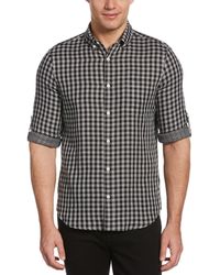 Perry Ellis - Untucked Roll Sleeve Gingham Check Shirt - Lyst