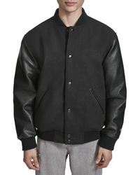 Champion - Letterman Varsity Bomber Jacket With Faux Leather Sleeves - Lyst