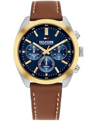 Tommy Hilfiger - Montre Chronographe à Quartz pour avec Bracelet en Cuir Marron Clair - 1710720 - Lyst