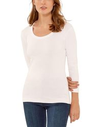 Three Dots - Womens Essential Playgirl Scoop Neck 3/4 Sleeve Tee T Shirt - Lyst