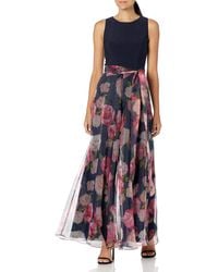 Eliza J - Wide Leg Printed Organza Pant Jumpsuit - Lyst