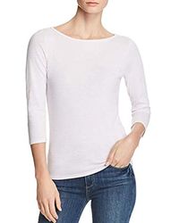 Three Dots Womens Montauk Stripe 3//4 SLV Short Tight Shirt