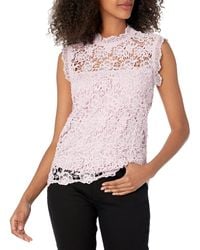 Nanette Lepore - Sleeveless Mockneck Embroidered Lace Top With Exposed Zipper - Lyst