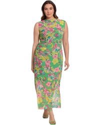 Donna Morgan - Plus Size Side Pleat Maxi Dress With Gathered Neck And Asymmetric Shoulders - Lyst