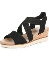 Dr. Scholls - Shoes S Just Cute Wedge Sandal Black Fabric 6.5 M - Lyst