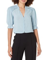 French Connection - Crepe Light Cropped Top Button Down Shirt - Lyst