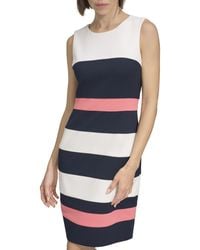 Tommy Hilfiger - Sleeveless Striped Scuba Crepe Sheath Mini Dress Kleid - Lyst