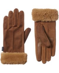 Isotoner - 's Recycled Microsuede Gloves With Fur Cuff - Lyst