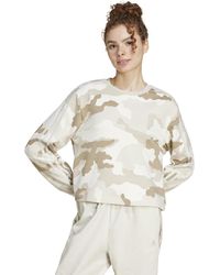 adidas - Essentials 3 Stripes Camouflage Printed Cropped Sweatshirt - Lyst