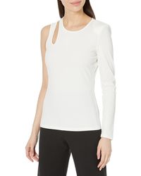 BCBGMAXAZRIA - Fitted Top One Long Sleeve Crew Neck Shoulder Cut Out Shirt - Lyst