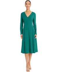 Maggy London - V Neck Long Sleeve Midi Fit & Flare Wedding Guest Dresses - Lyst