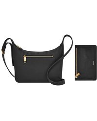 Fossil - Logan Leather Wallet Slim Minimalist Zip Card Case With Keychain Cecilia Leather Small Crossbody Purse Handbag - Lyst