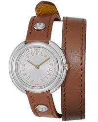 Furla - Icon Shape Brown Genuine Leather Strap Watch - Lyst