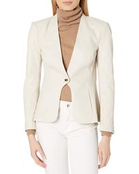Halston Womens Leather Combo Jacket