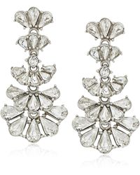 Ben-Amun - Pearl And Crystal Deco Fan Post Drop Earrings For Bridal Wedding Anniversary - Lyst