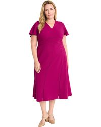Maggy London - Elegant Midi Flutter Sleeves-v-neck A-line Silhouette-versatile Cocktail Dress - Lyst