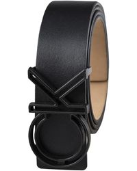 Calvin Klein - Casual Belt With Ck Plaque Buckle - Lyst
