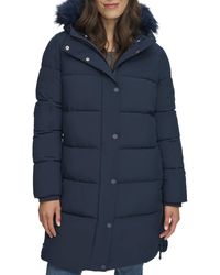 Tommy Hilfiger - Zip-up Long Puffer Coat Navy Xl - Lyst