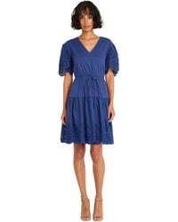 Maggy London - S V-neck Scallop Edge Tiered Hem And Sleeves | Wedding Guest Dresses For - Lyst