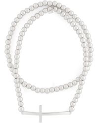 Nine West - Set Of 2 Beaded Cross Stretch Bracelet Silver Tone - Lyst