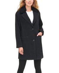 levi's women's wool plaid sherpa collar top coat