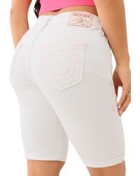 TRUE RELIGION - Rise Rolled Bermuda Super T Shorts - Optic White | Denim Bermuda Shorts- Size - Lyst