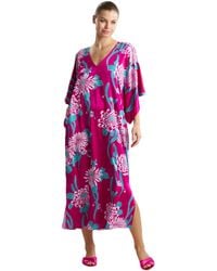 Natori - Obi Butterfly Caftan Length 52",magenta,medium - Lyst