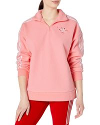 adidas Originals Cotton Colorado Panelled Half Zip Sweatshirt In Pink | Lyst