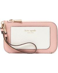 Kate Spade - Ava Colorblocked Pebbled Leather Coin Card Case Wristlet - Lyst