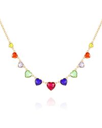Guess - Goldtone Rainbow Glass Stone Statement Necklace For - Lyst