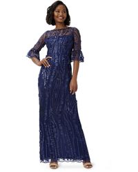 Adrianna Papell - Bateau Embroidered Evening Gown - Lyst