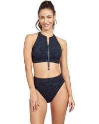Gottex - Standard Free Sport Geo Club High Neck Bikini Swim Top With Zip - Lyst