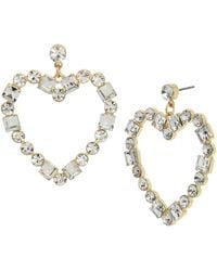 Steve Madden - S Jewelry Mixed Stone Heart Drop Earrings - Lyst