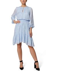 Laundry by Shelli Segal - Long Sleeve Asymmetrical Knee Length Dress With Cinched Waist And Keyhole - Lyst