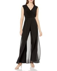 Nine West Womens Sleeveless Cross Front Jersey Jumpsuit