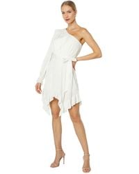BCBGMAXAZRIA - Short Evening Fit And Flare One Long Bishop Sleeve Asymmetrical Hem Tie Front Dresses - Lyst