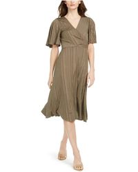Calvin Klein - A-line Dress With Flutter Sleeves And Cross Front - Lyst