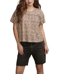 Lucky Brand - Braided-trim T-shirt - Lyst